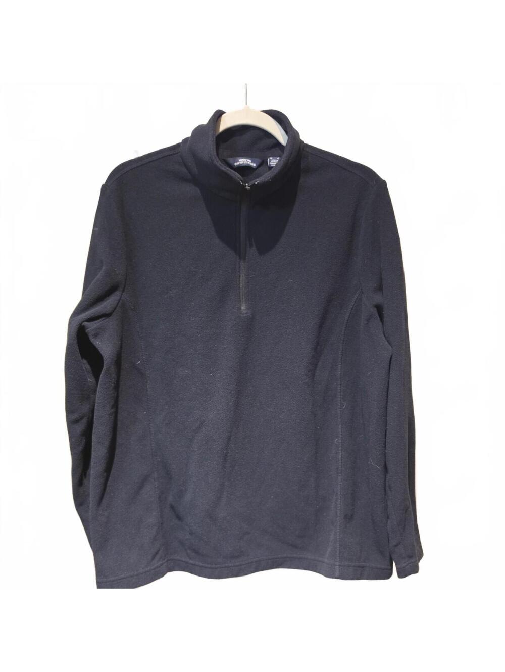 Lands' End Outfitters Fleece Navy pullover Jacket Size Large L Quarter Zip